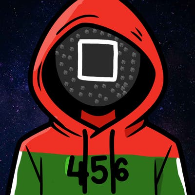 a person with non face waering a hoodie with a 456 symbol