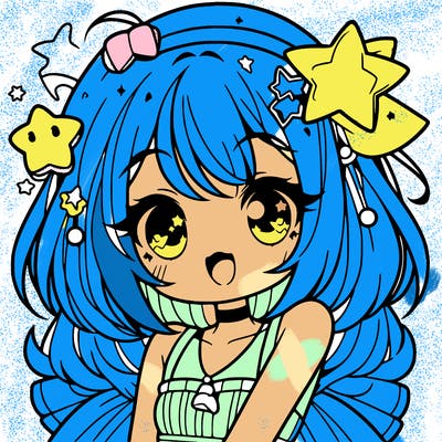 cute anime girl with star accessories