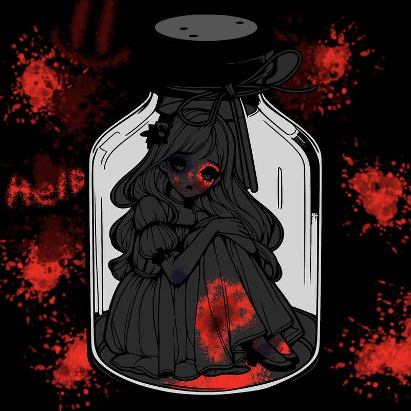 beautiful realistic girl trapped in bottle