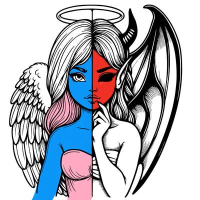 realistic angel half demon