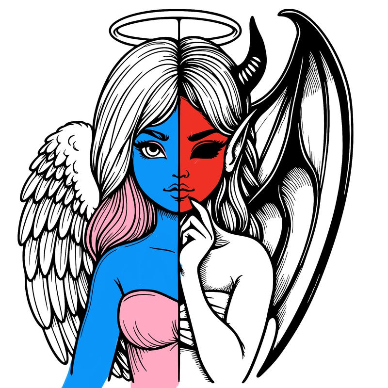 realistic angel half demon