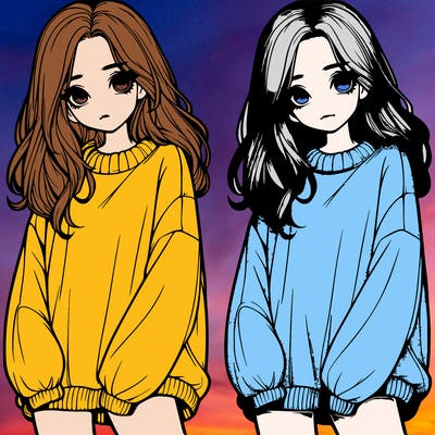 realistic girl with baggy sweater