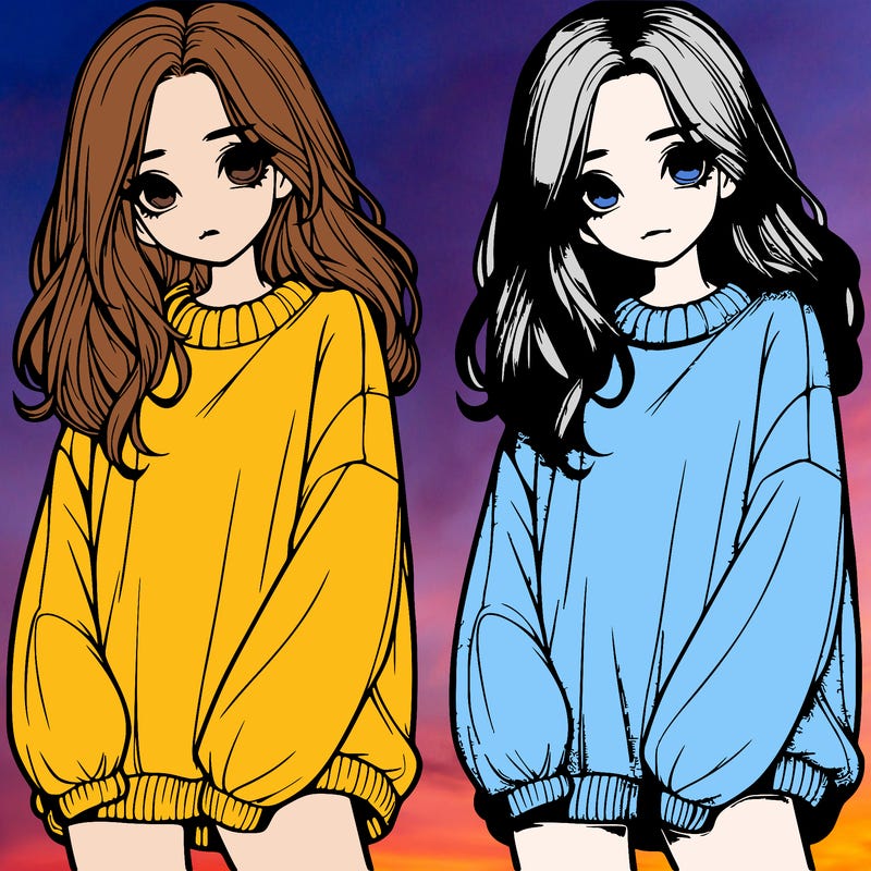 realistic girl with baggy sweater