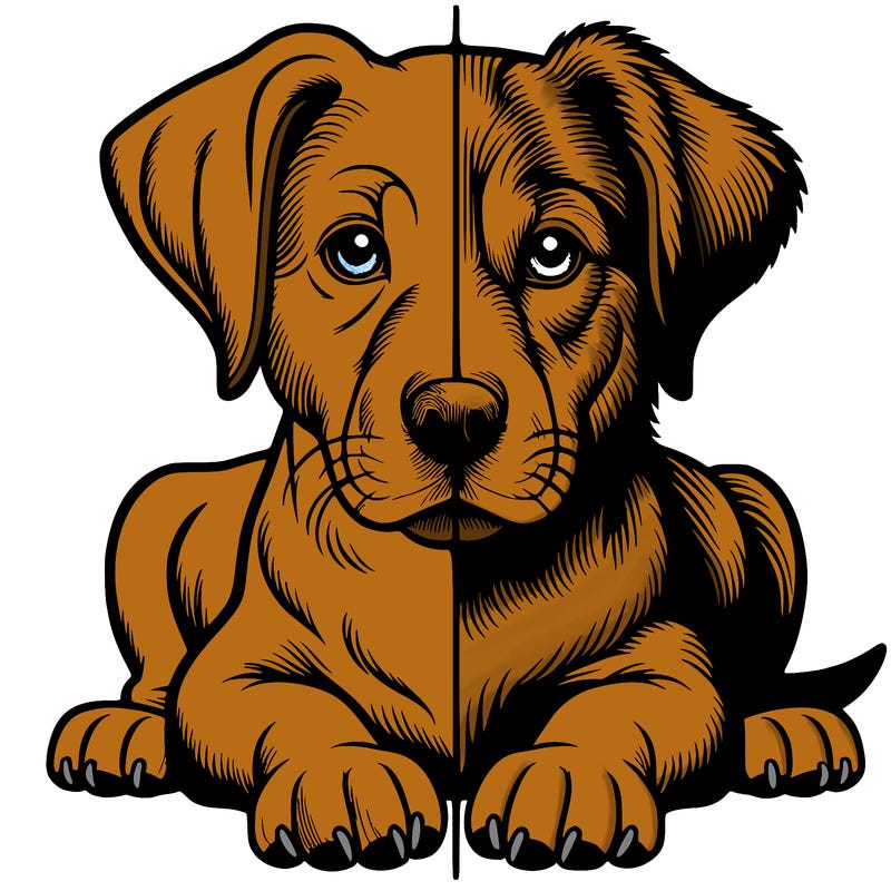 realistic dog split picture