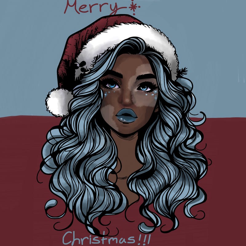 realistic christmas girl with wavy hair and lips