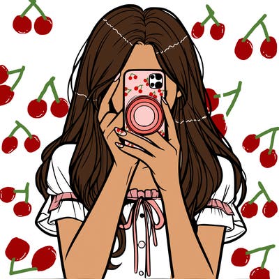 a realistic girl holding her phone taking pictures