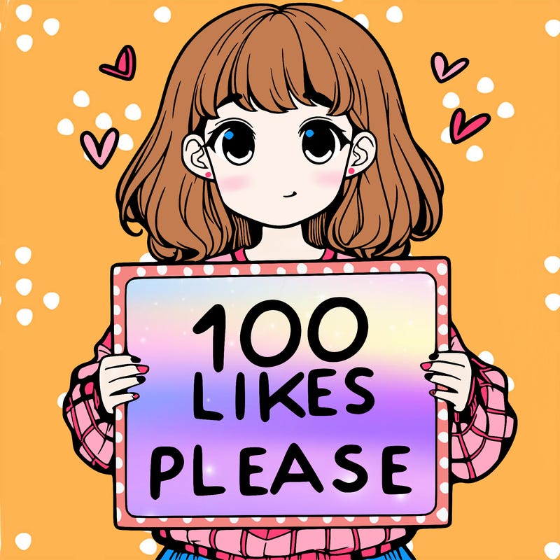a girl holding a sign saying 100 likes please