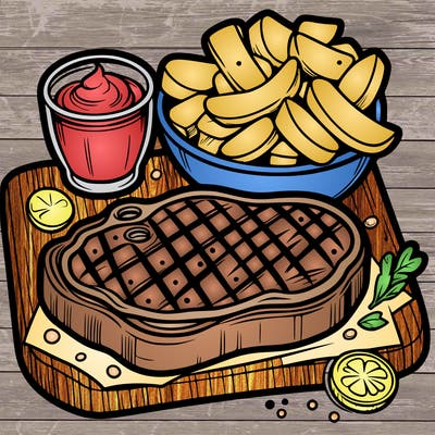 steak with chips