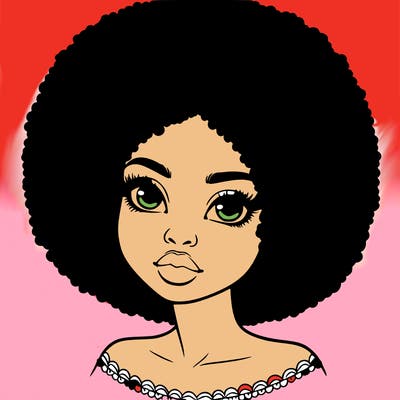 realistic black girl white a afro