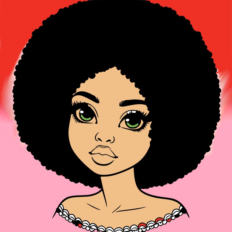 realistic black girl white a afro