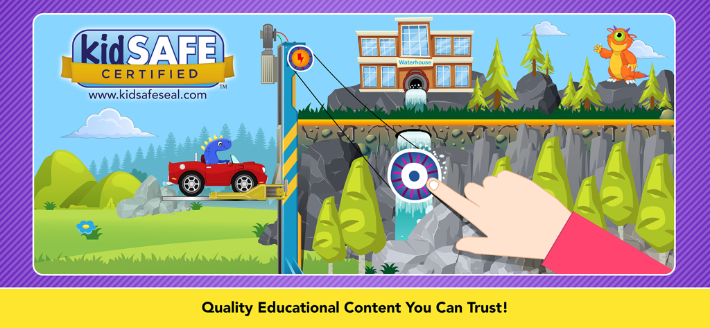 Preschool / Kindergarten Games - Screenshot of Preschool Kindergarten Games showing kidSAFE certification and interactive educational play.