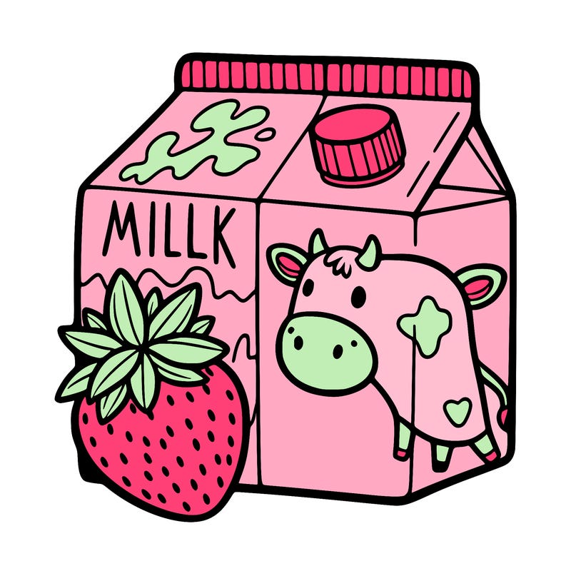 strawberry cow milk carton