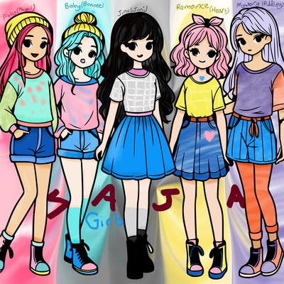 a group of five girls