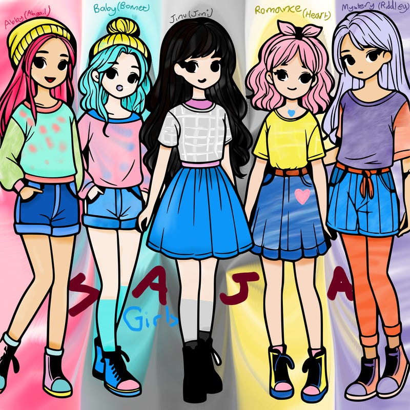 a group of five girls