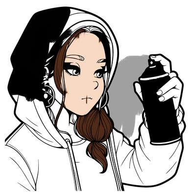 a realistic girl, spray painting