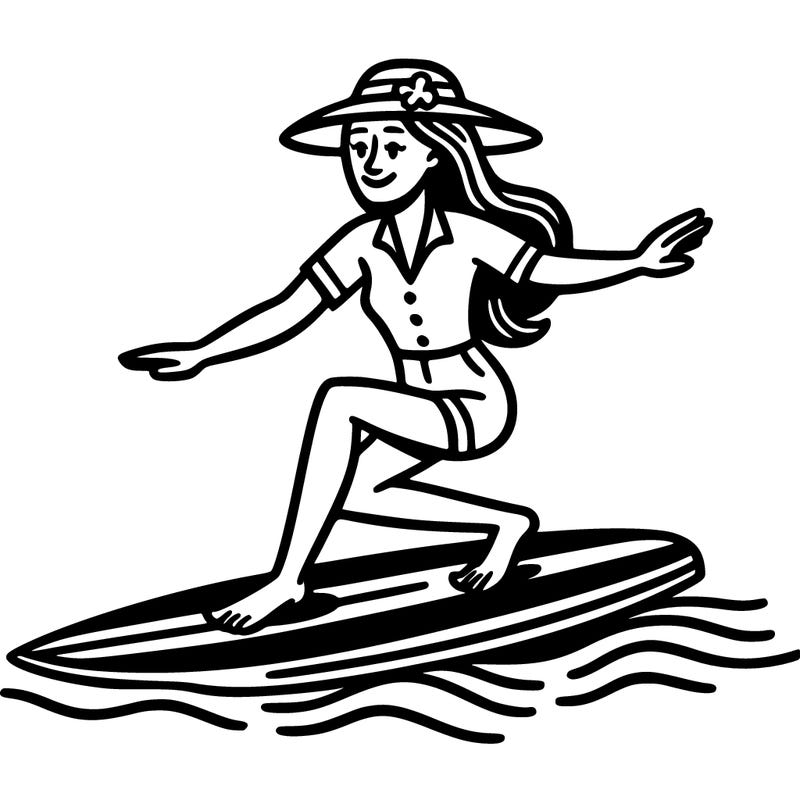 a lady on a surf board