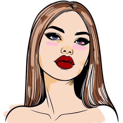 realistic woman with full lips