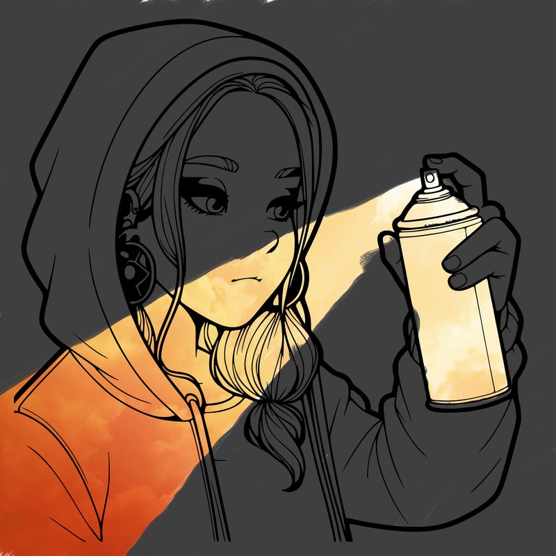 a realistic girl, spray painting