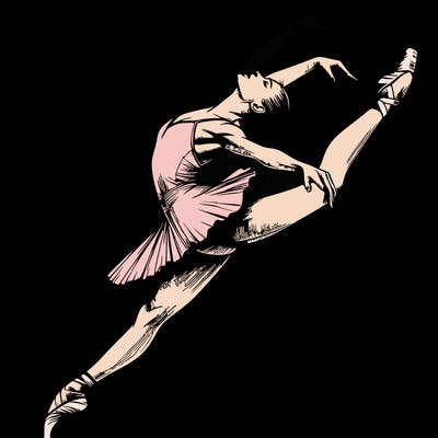 realistic ballet dancer doing leap