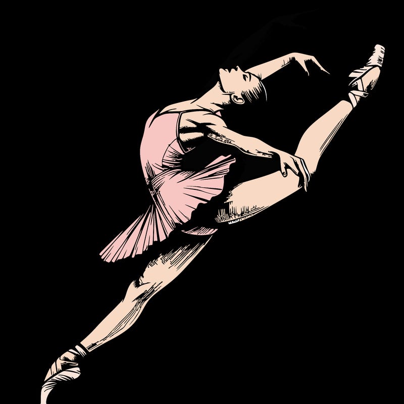 realistic ballet dancer doing leap