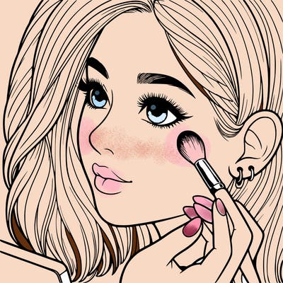 a realistic girl doing her makeup