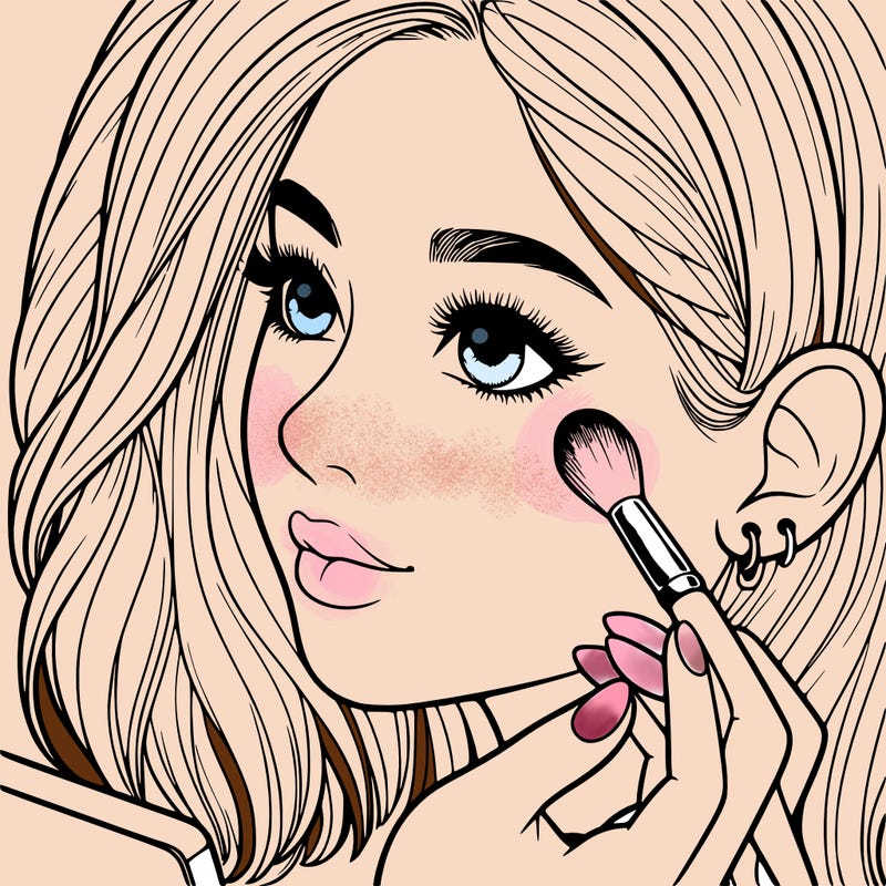 a realistic girl doing her makeup