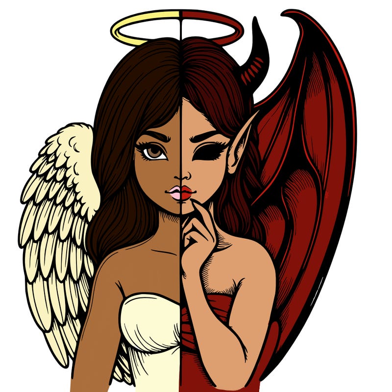 realistic angel half demon