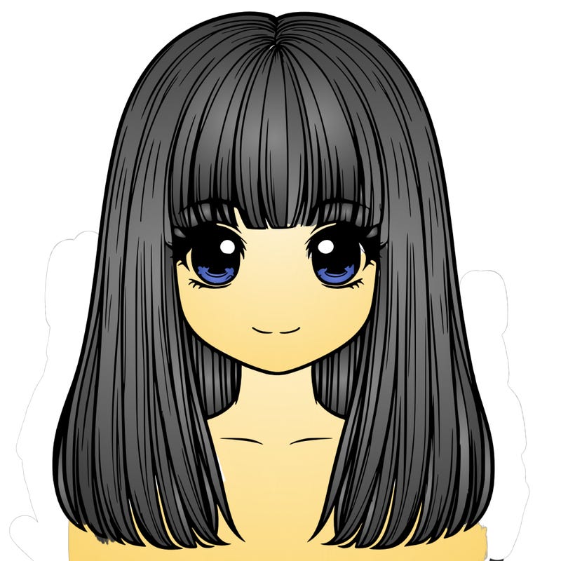 straight hair with bangs realistic