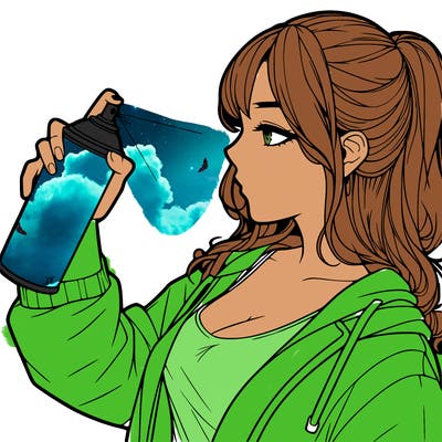 a realistic girl spray, painting