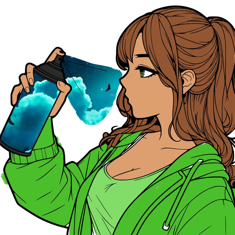a realistic girl spray, painting
