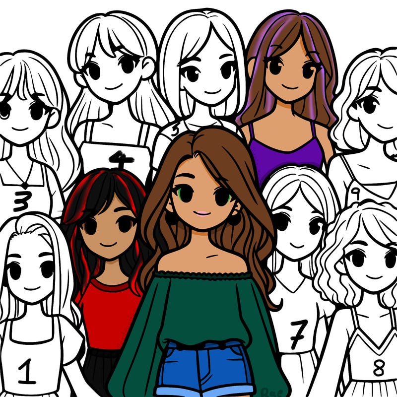 realistic girls in group