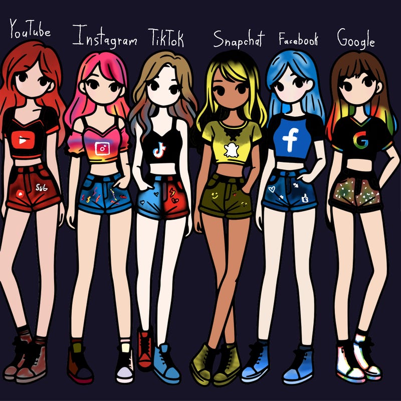 a group of girls wearing crop tops and shorts