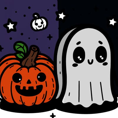 cute pumpkin and ghost