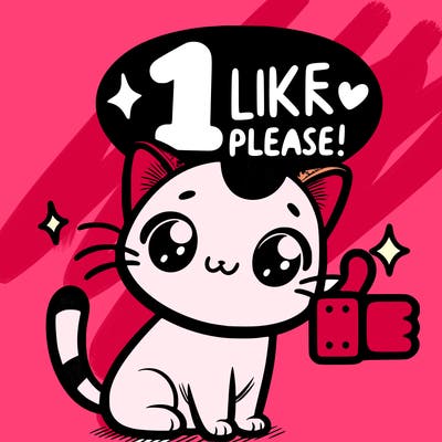 cute cat saying 1 like please