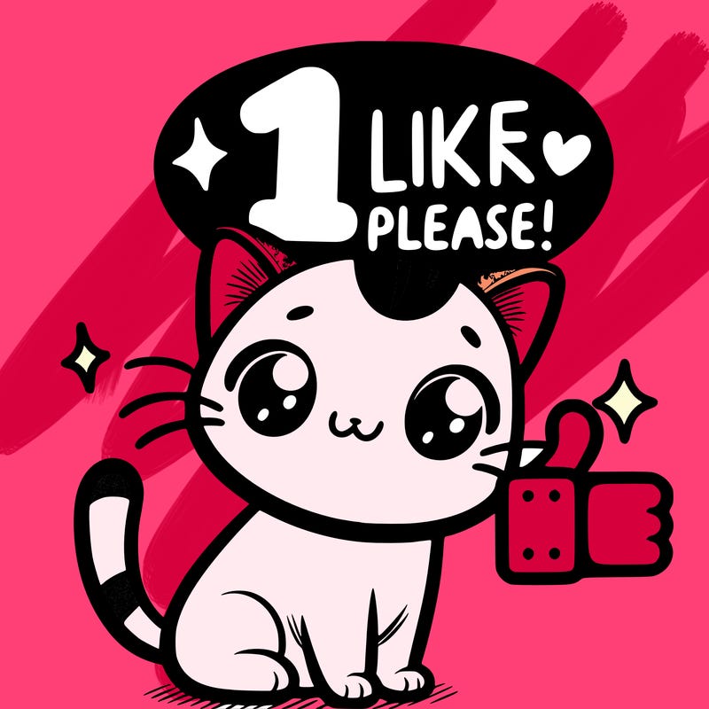 cute cat saying 1 like please