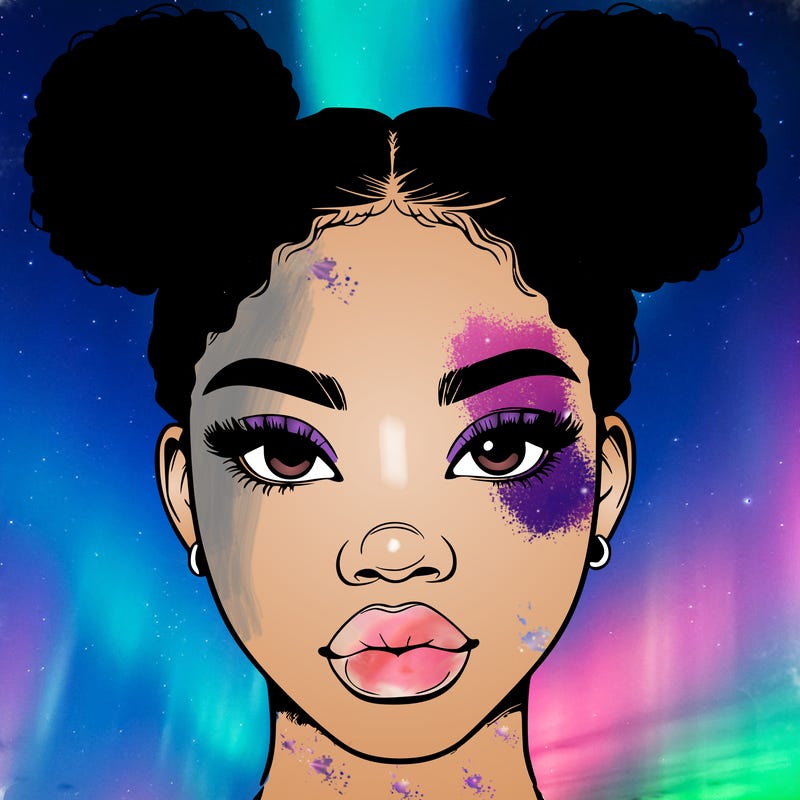 realistic black woman with two buns