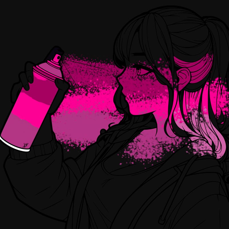 a realistic girl spray, painting