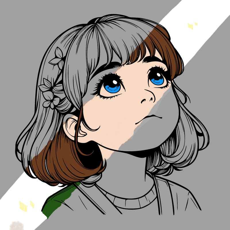 realistic girl looking up