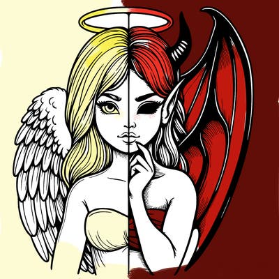 realistic angel half demon