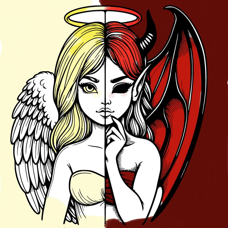 realistic angel half demon