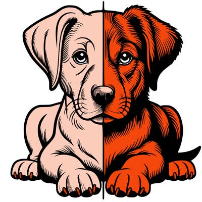 realistic dog split picture