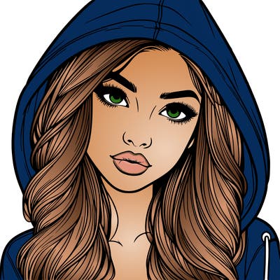 realistic beautiful girl with a hood on