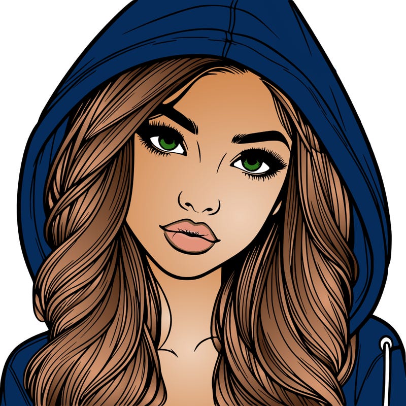 realistic beautiful girl with a hood on