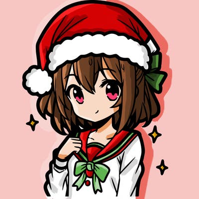 anime girl wearing a santa hat