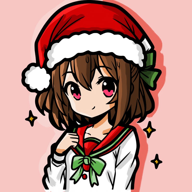 anime girl wearing a santa hat