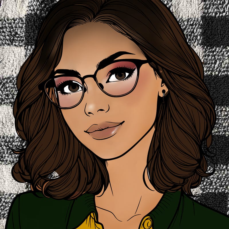 realistic woman with glasses