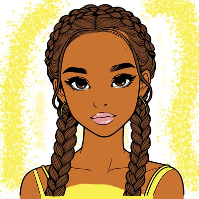 realistic girl with braids