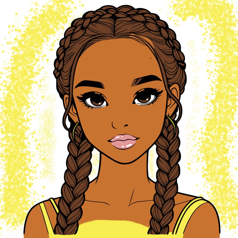 realistic girl with braids