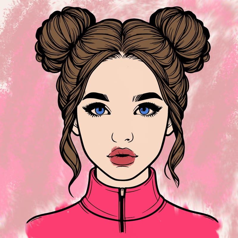 realistic woman that has space buns