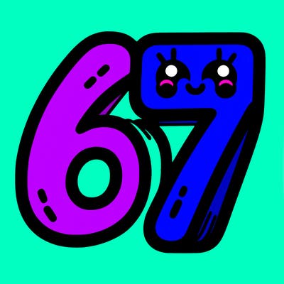 the numbers 67